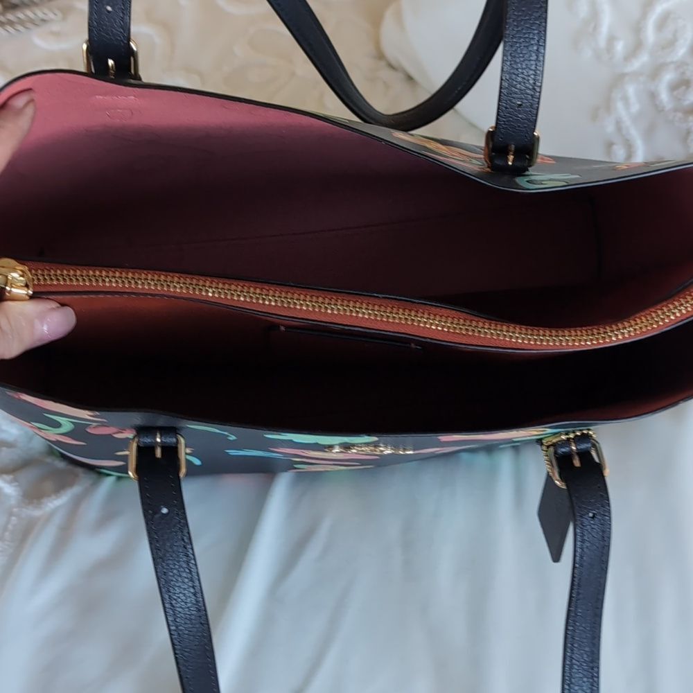 Coach 🌸 MOLLIE Floral Dreamy Land Print Leather Tote In Midnight - Picture 9 of 17